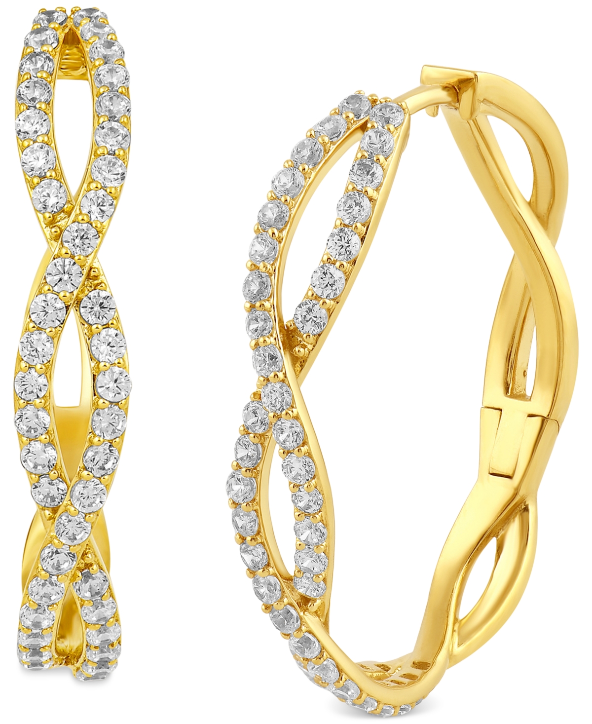 Macy's Diamond Twist Medium Hoop Earrings (1-1/2 Ct. T.w.) In 10k Gold, 1.1" In K Yellow Gold