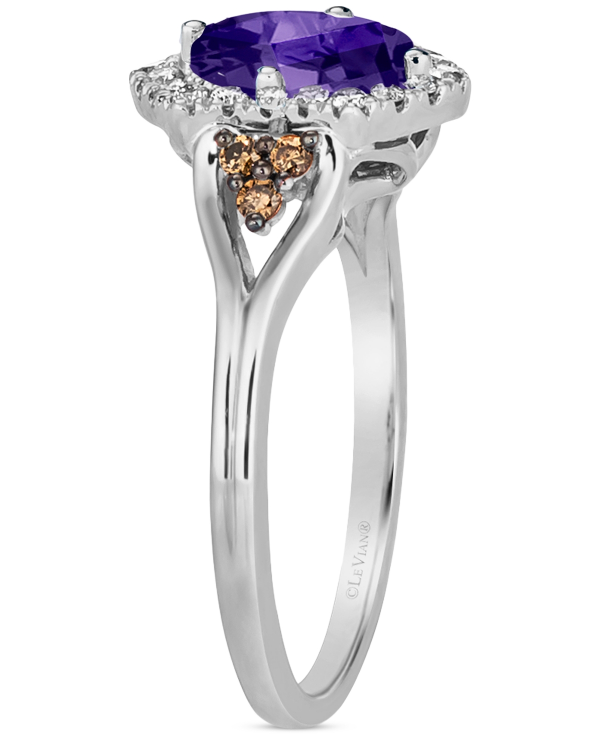 Le Vian Blueberry Tanzanite (1 ct. t.w.) & Diamond (1/3 ct. t.w.) Halo Ring in 14k White Gold - 14K Vanilla Gold Ring