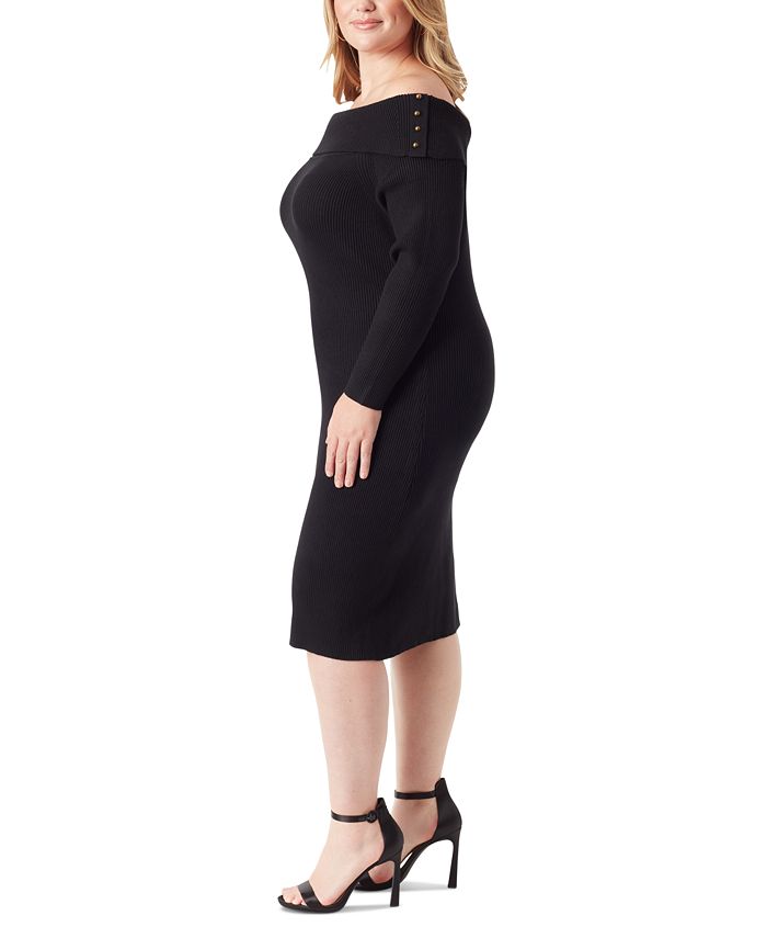 Jessica Simpson Trendy Plus Size Aaryn Rib-Knit Off-The-Shoulder Dress ...