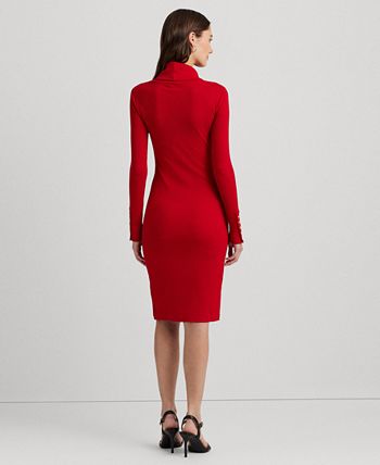 Lauren Ralph Lauren Women's Cotton-Blend Turtleneck Dress - Macy's