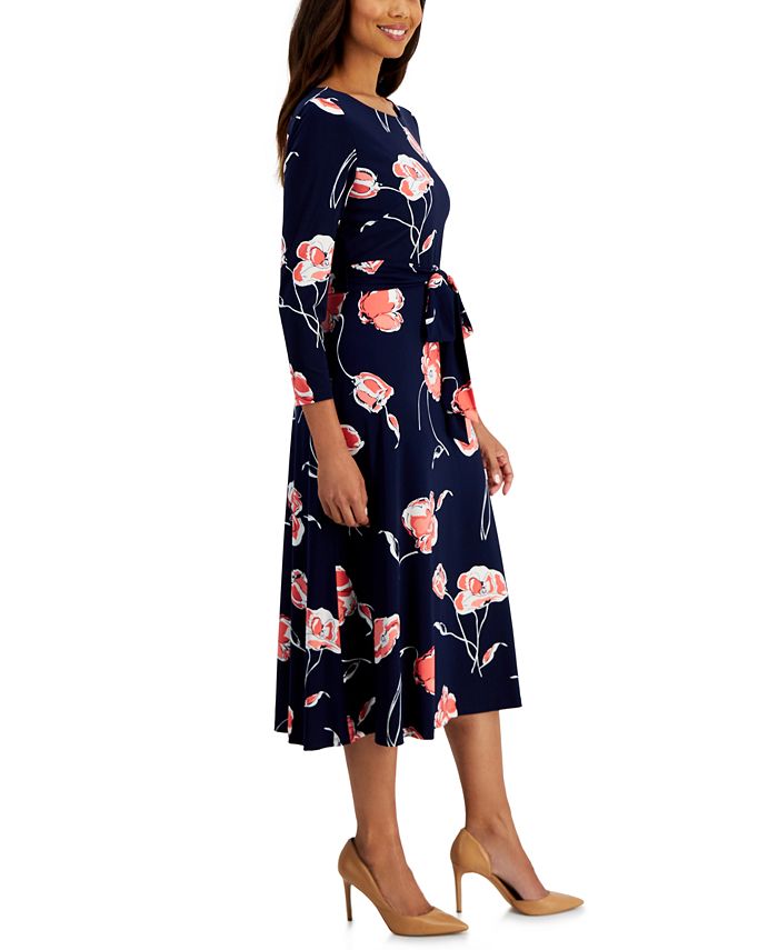 Kasper Women's A-Line Floral-Print Midi Dress - Macy's