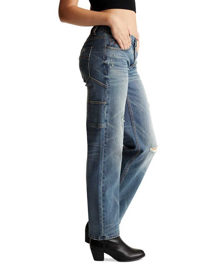Frye Women's Distressed Multi-Button Straight-Leg Utility Denim Jeans ...