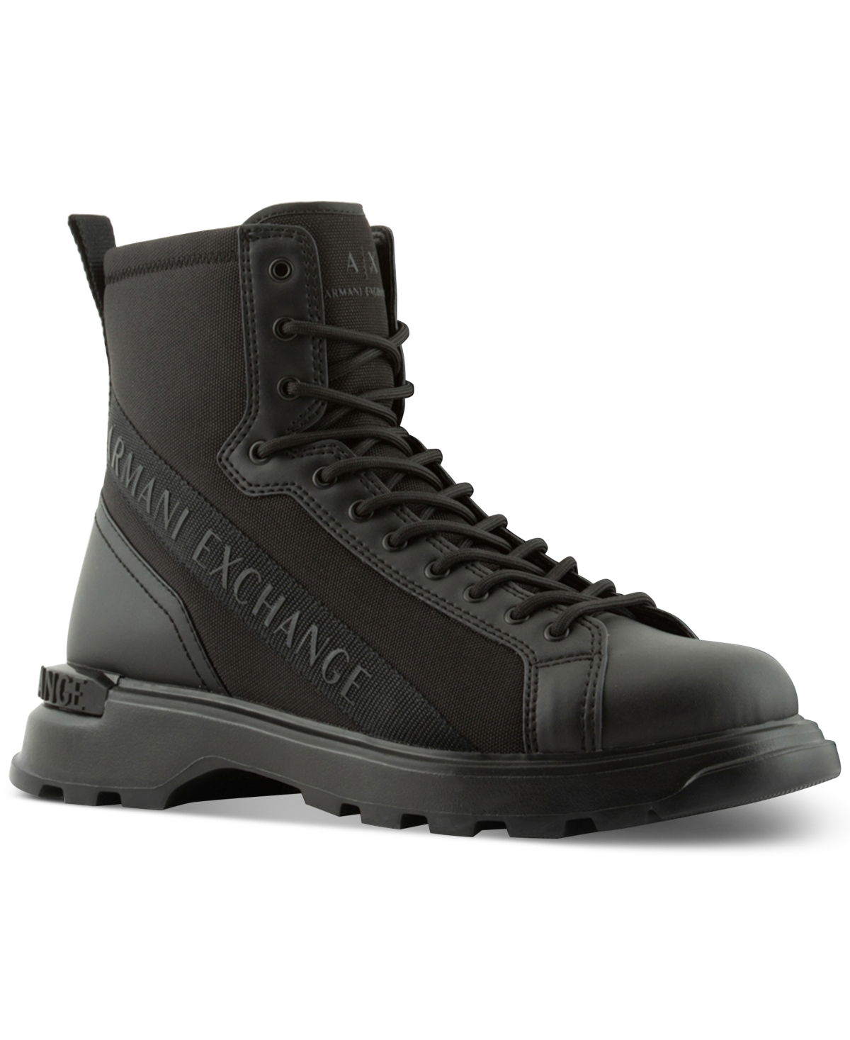 Ax Armani Exchange Men's Logo Combat Boots In Black+black