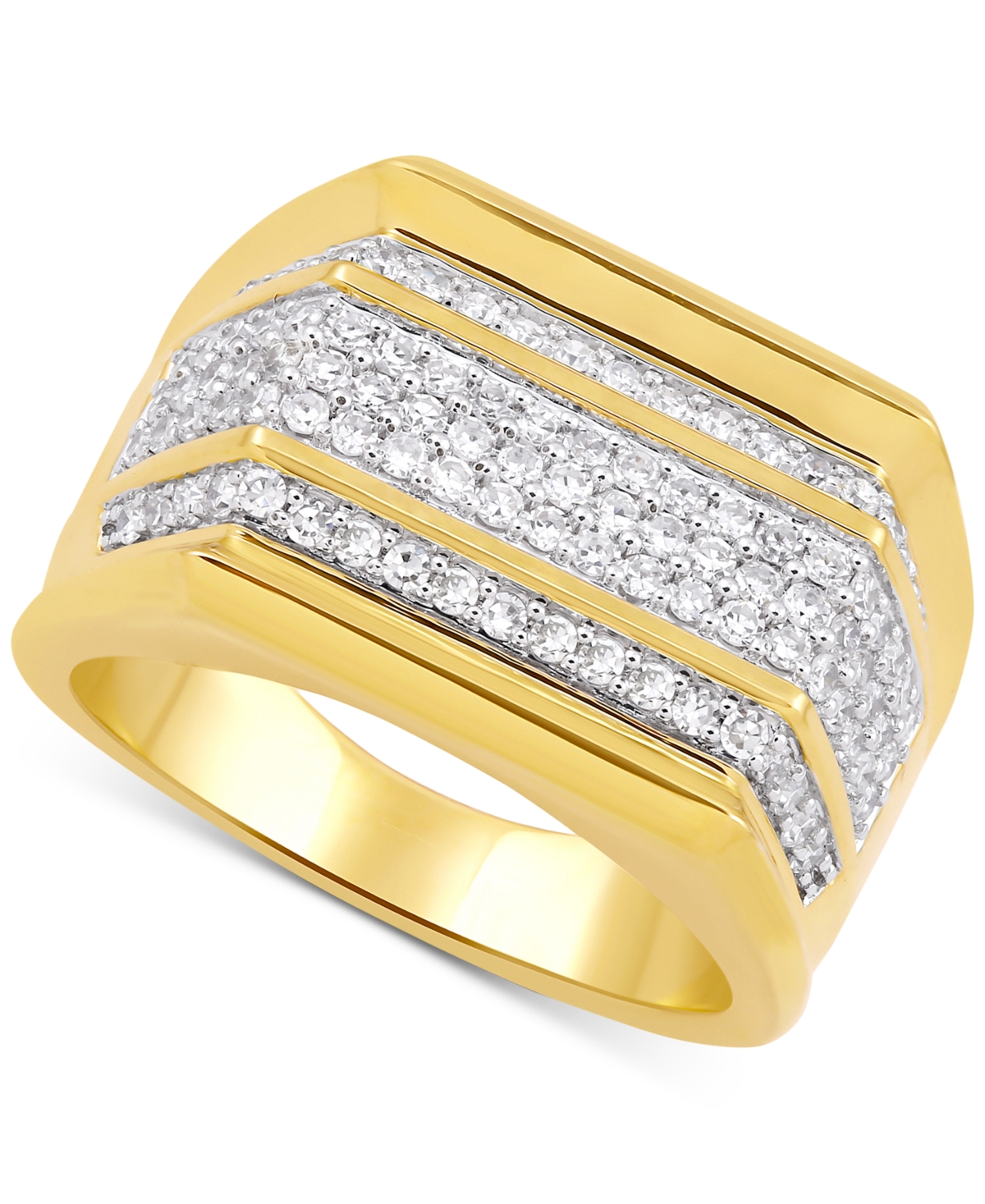 Macy's Men's Diamond Multirow Ring (1 Ct. T.w.) In 10k Gold In Yellow Gold