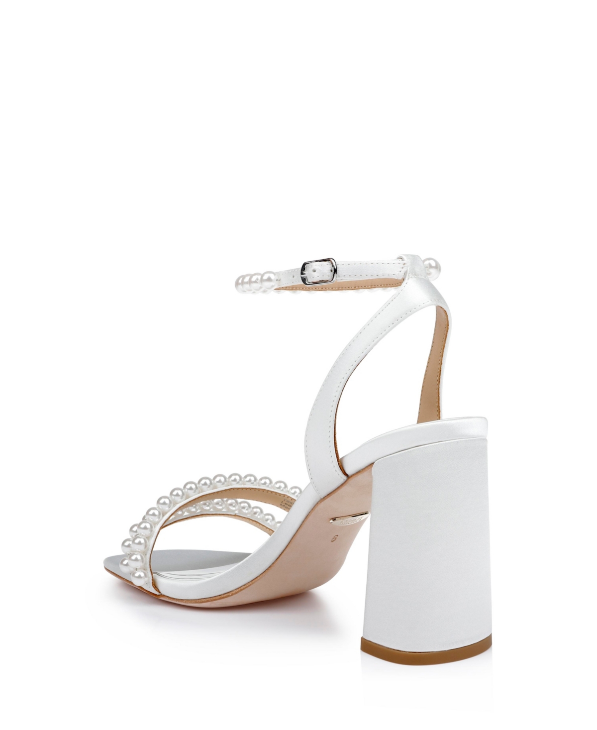Badgley Mischka Women's Feisty Pearl Detail Block Heel Evening Sandals -Satin