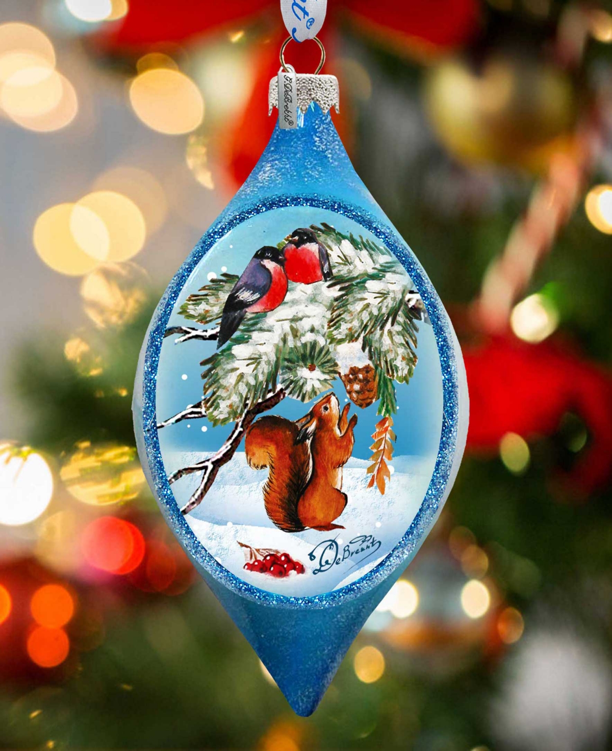 Designocracy Squirrel And Birds Ball Mercury Christmas Glass Ornaments G. Debrekht In Multi Color