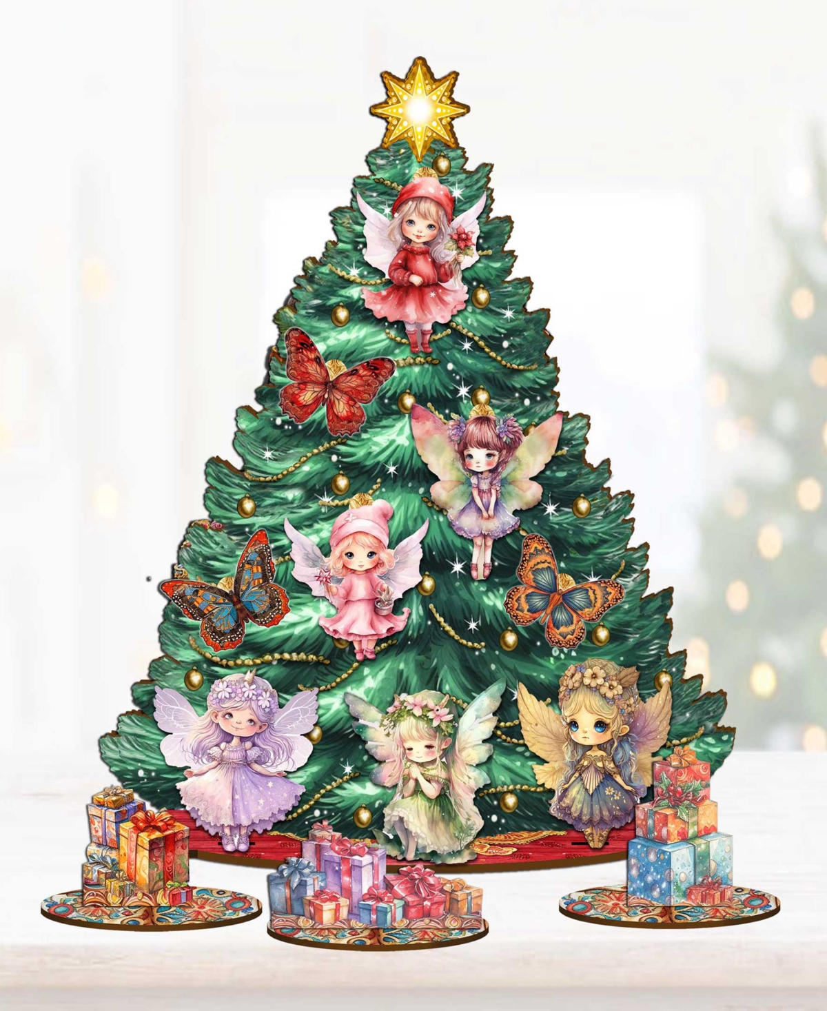 Shop Designocracy Christmas Decoration Tree With Ornaments Set Of 13 G. Debrekht In Multi Color
