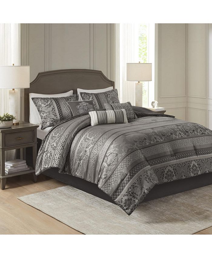Gracie Mills 7PC Bellagio Comforter Set, Grey King Macy's