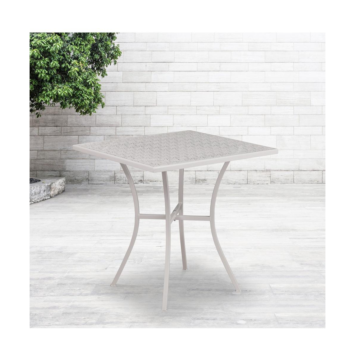 Emma+Oliver Commercial Grade Square Colorful Metal Garden Patio Table