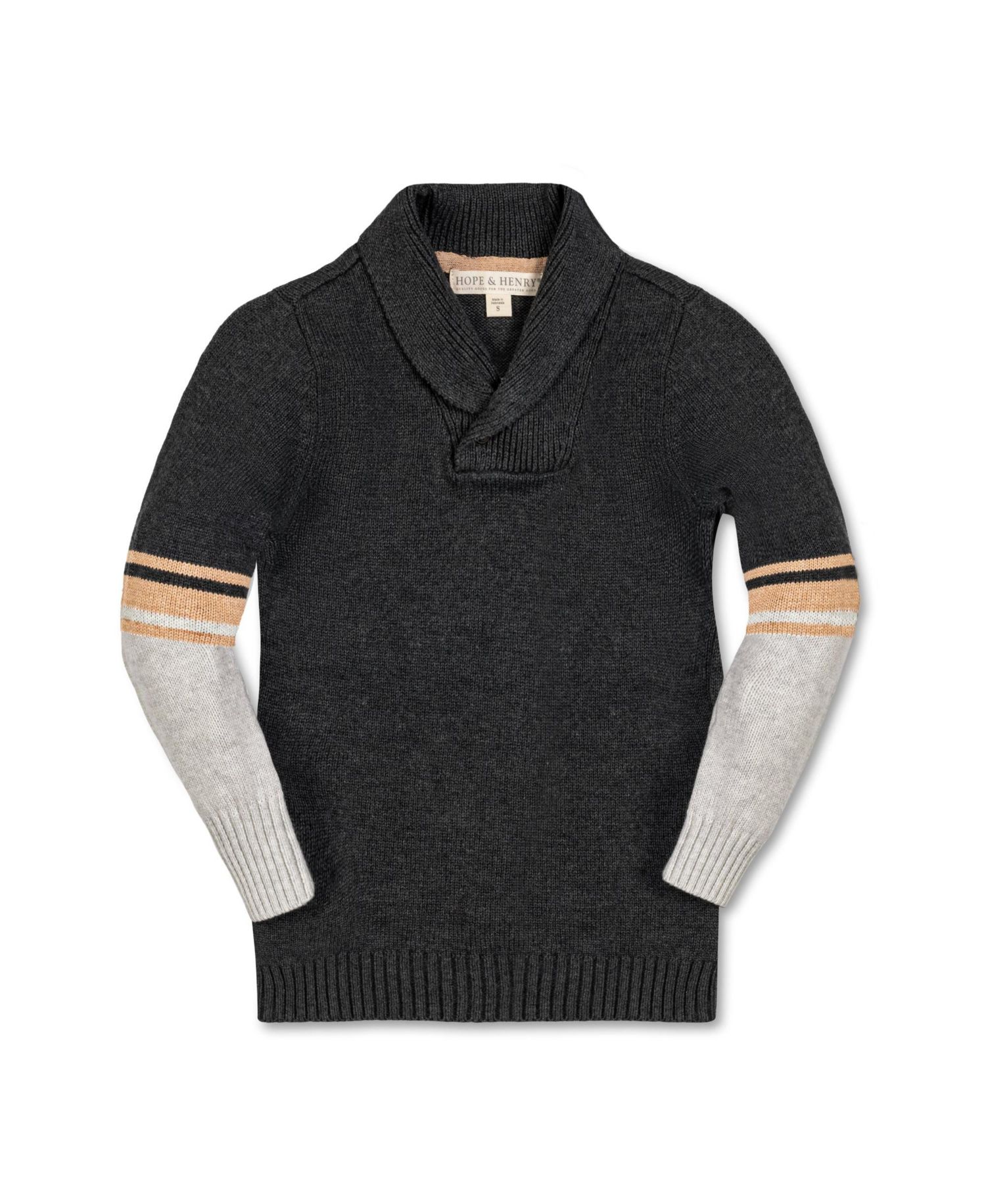 Baby Boys Long Sleeve Striped Shawl Collar Sweater