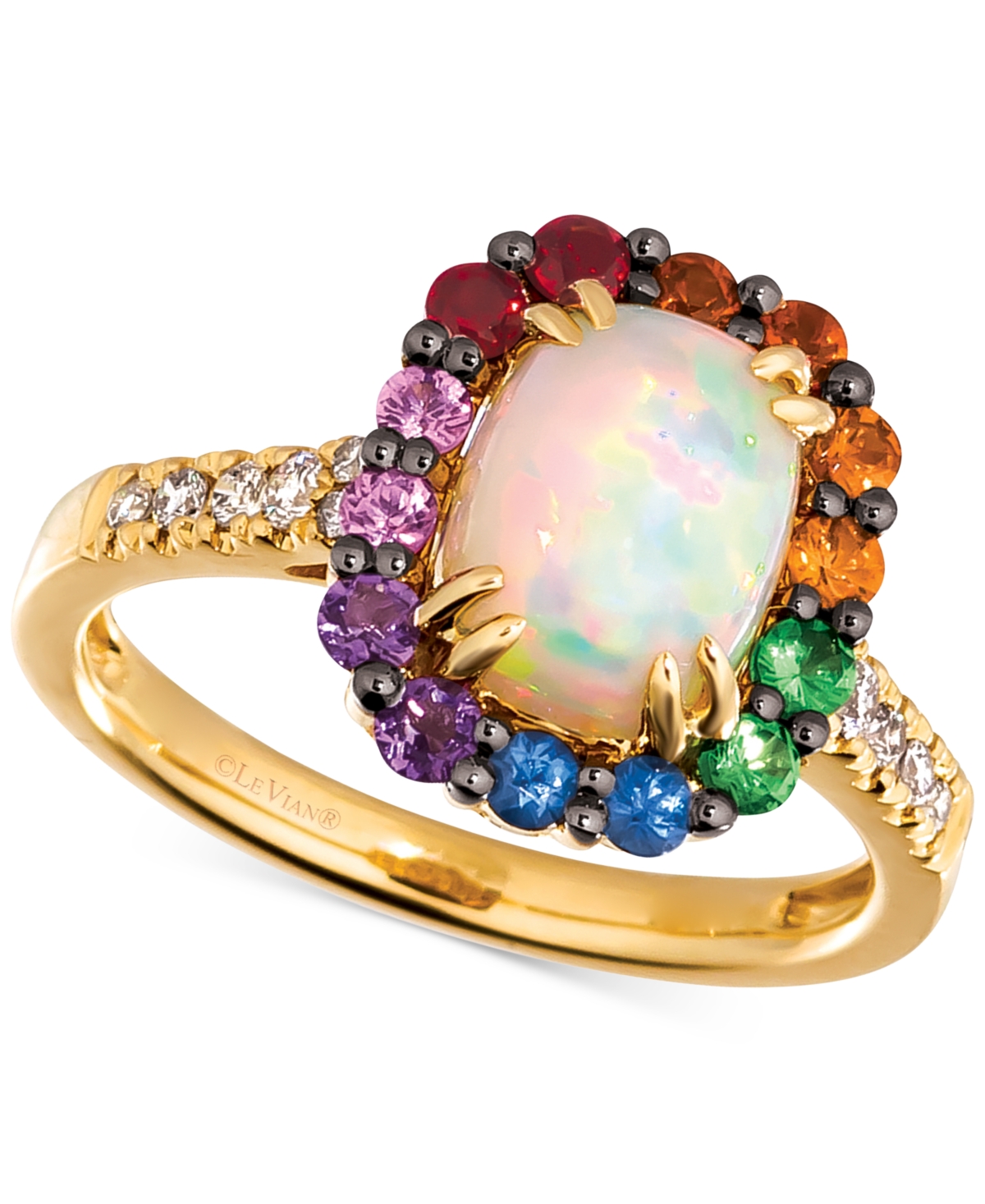 Le Vian Multi-gemstone (1-3/4 Ct. T.w.) & Nude Diamond Rainbow Halo Statement Ring In 14k Gold In K Honey Gold Ring