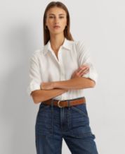 Women Shirt White Cotton Casual Regular 3/4 Sleeve – keshav Kraft