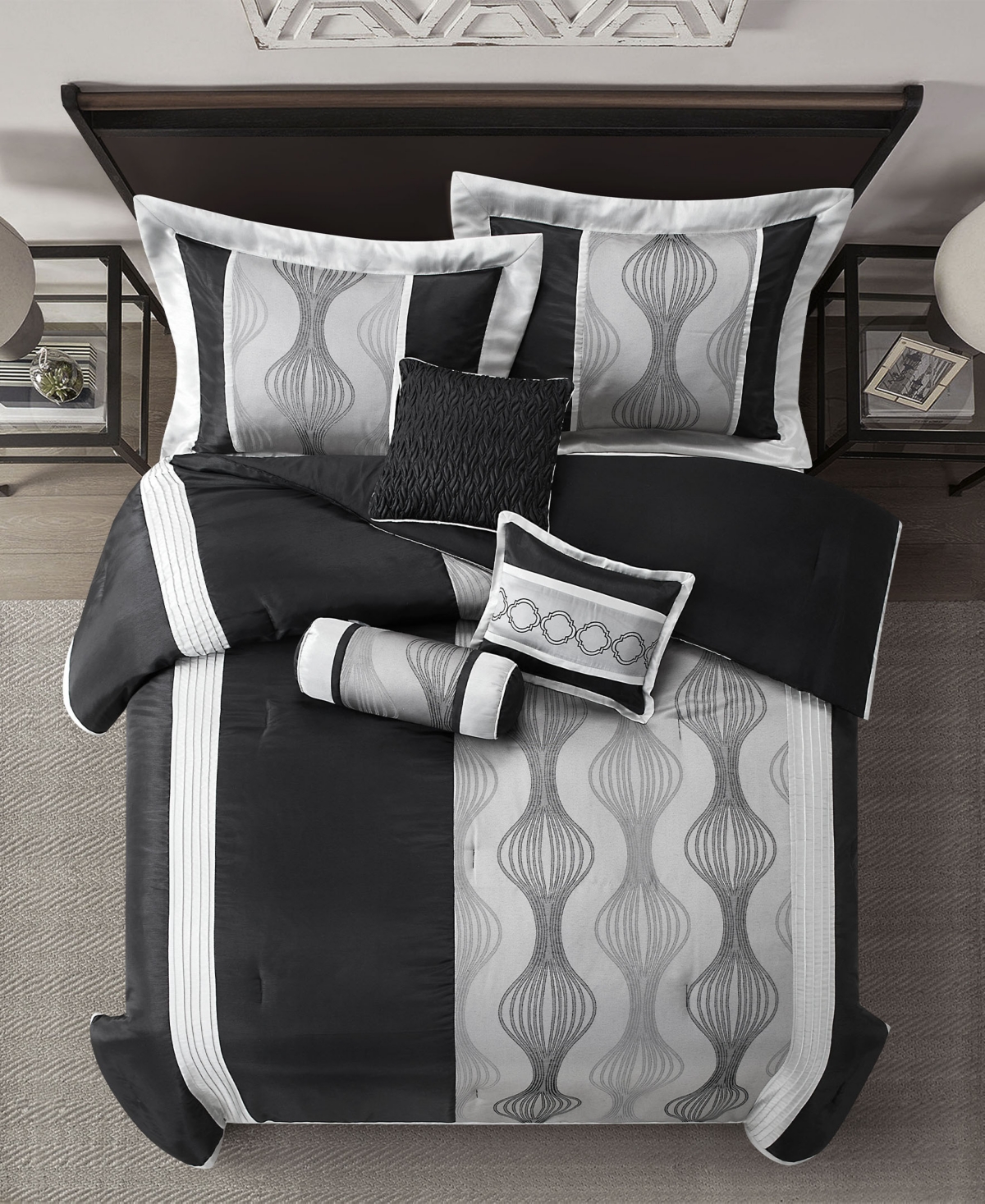 Stratford Park Kath 7-piece Comforter Set, California King In Silver