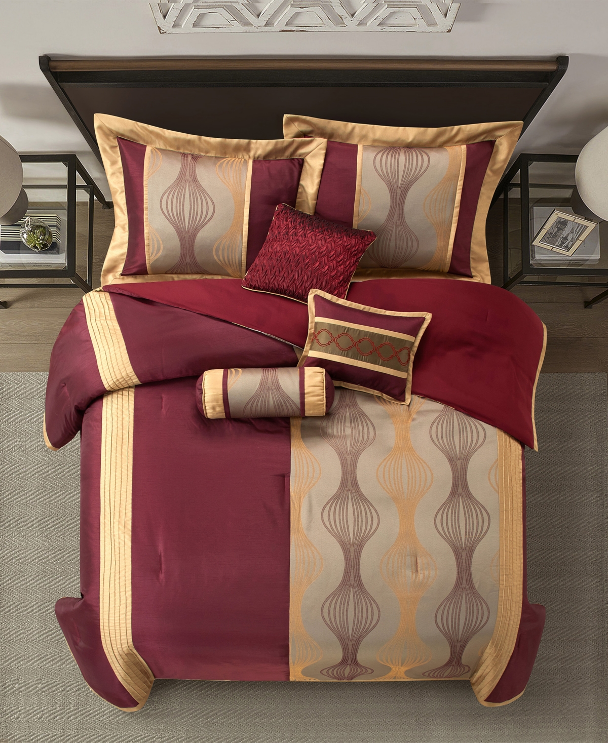Stratford Park Kath 7-piece Comforter Set, California King In Wine