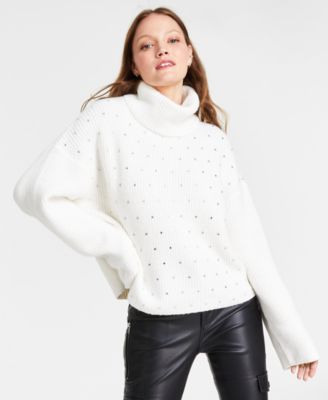 Steve Madden - Women's Astro Embellished Turtleneck Sweater