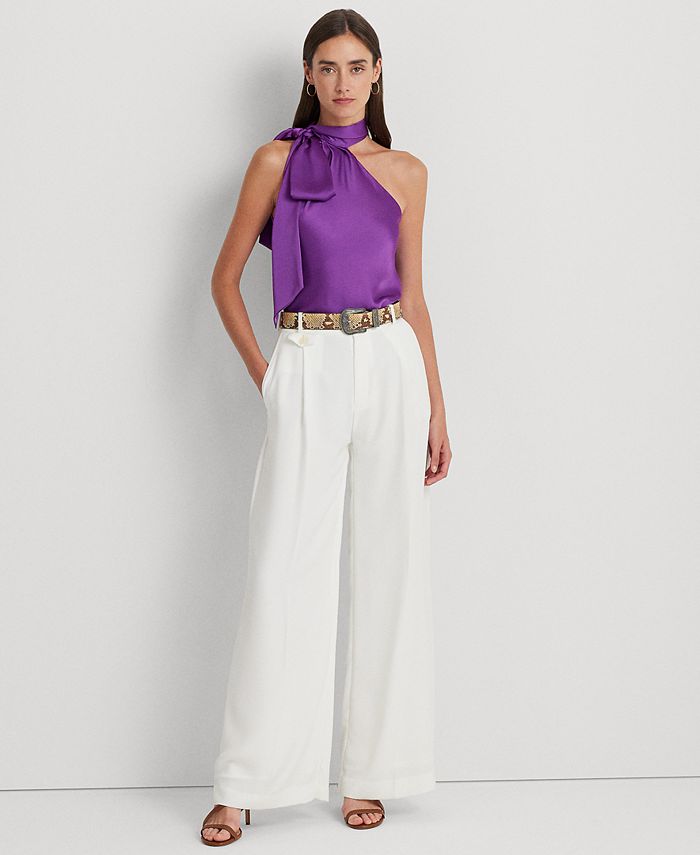 Lauren Ralph Lauren Women's Charmeuse Tie-Neck Halter Blouse - Macy's