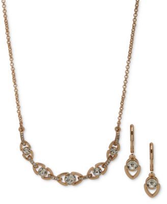Anne Klein - Gold-Tone Crystal Link Statement Necklace & Drop Earrings Set