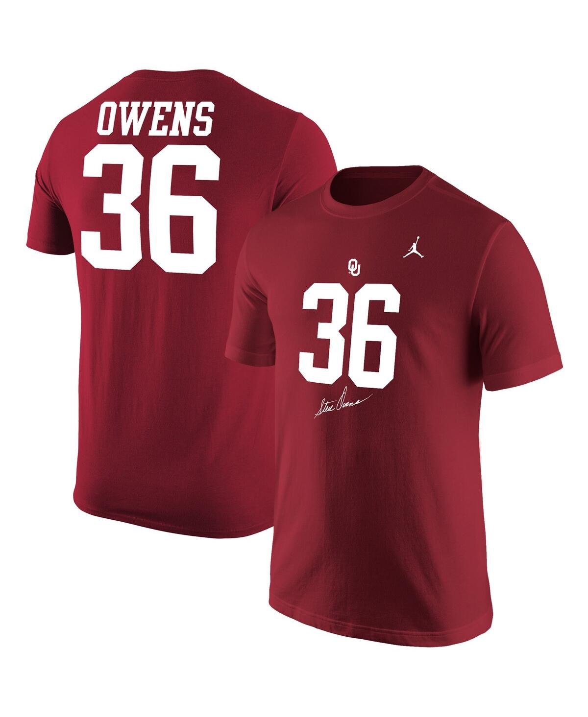 Jordan Men's  Crimson Oklahoma Sooners Steve Owens Jersey T-shirt