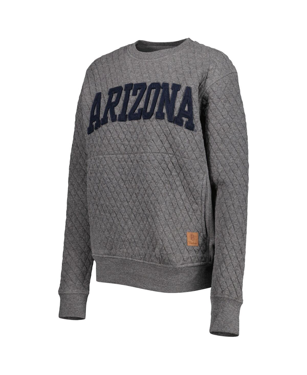 PRESSBOX WOMEN'S PRESSBOX HEATHER CHARCOAL ARIZONA WILDCATS MOOSE QUILTED PULLOVER SWEATSHIRT 