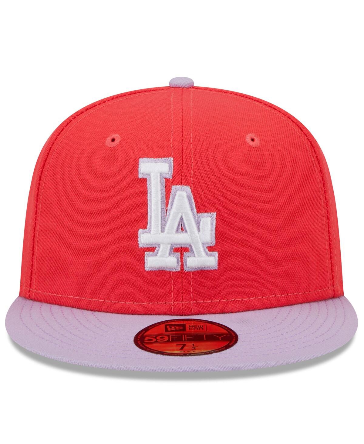 New Era Men's  Red, Lavender Los Angeles Dodgers Spring Color Two-tone 59fifty Fitted Hat In Red,lavender