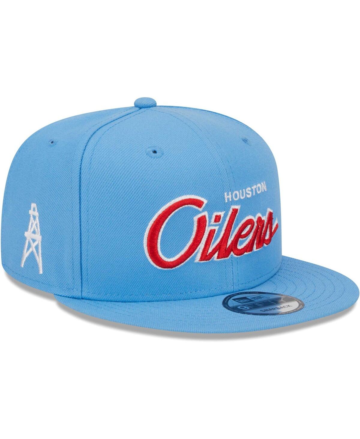 New Era Men's  Light Blue Houston Oilers Gridiron Classics Main Script 9fifty Snapback Hat