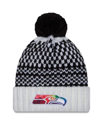 Women's Black, White Seattle Seahawks 2023 NFL Crucial Catch Cuffed Pom  Knit Hat