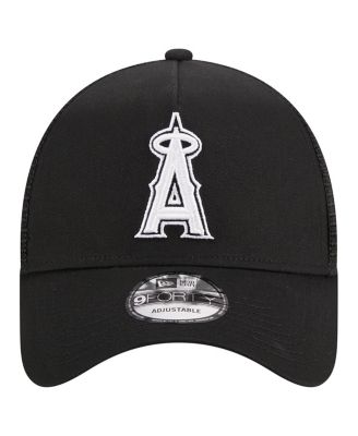 Men's Black Los Angeles Angels A-Frame 9FORTY Trucker Adjustable Hat
