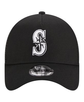 Men's Black Seattle Mariners A-Frame 9FORTY Trucker Adjustable Hat