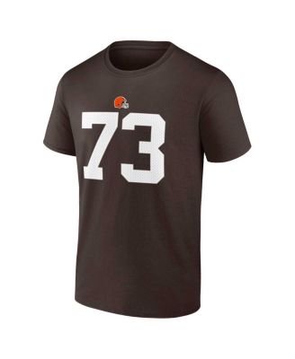 Men's Joe Thomas Brown Cleveland Browns Retired Player Icon Name and Number T-shirt