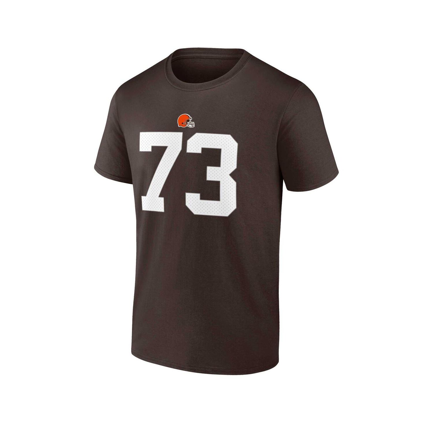 Men's Joe Thomas Brown Cleveland Browns Retired Player Icon Name and Number T-shirt