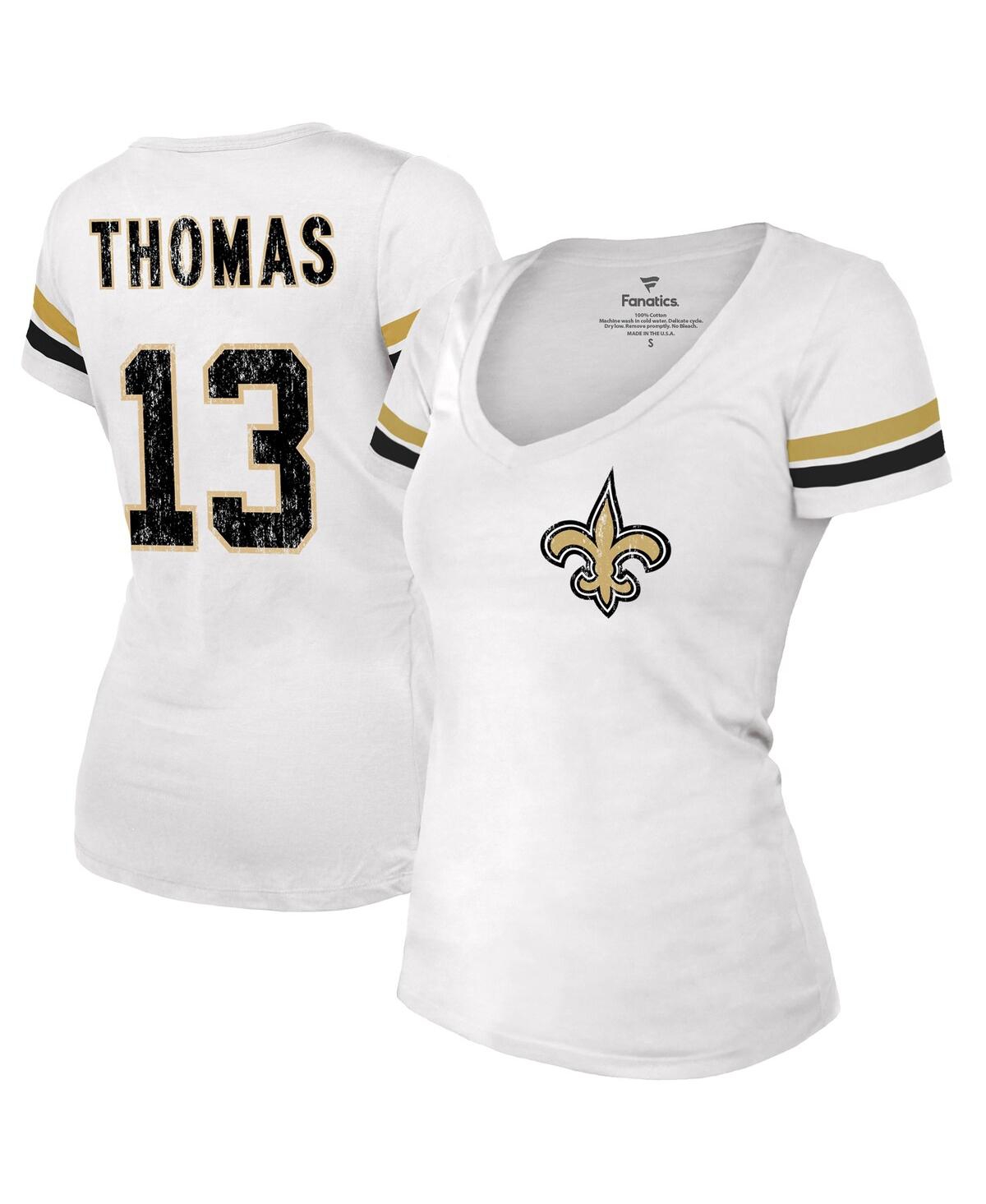 Shop Majestic Women's  Threads Michael Thomas White New Orleans Saints Fashion Player Name And Number V-ne