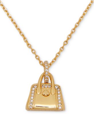 kate spade new york - Gold-Tone Crystal Purse Pendant Necklace, 16" + 3" extender