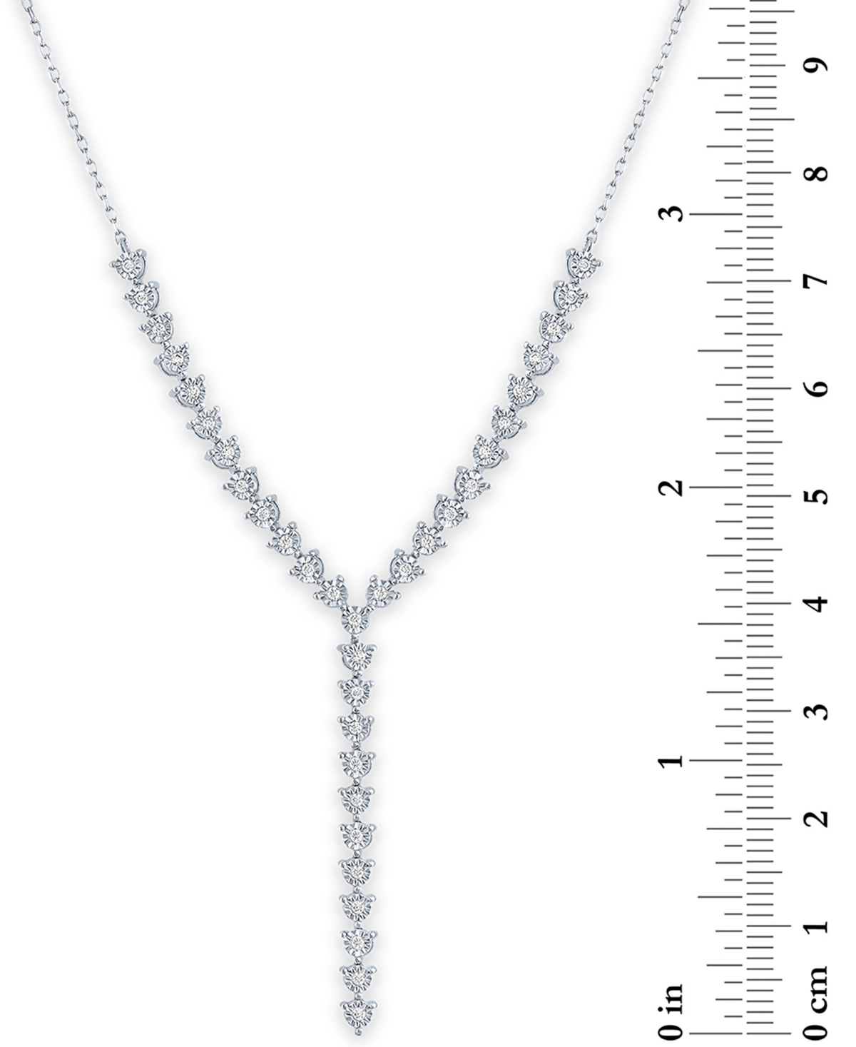 MACY'S DIAMOND ADJUSTABLE 18" LARIAT NECKLACE (1/4 CT. T.W.) IN STERLING SILVER 