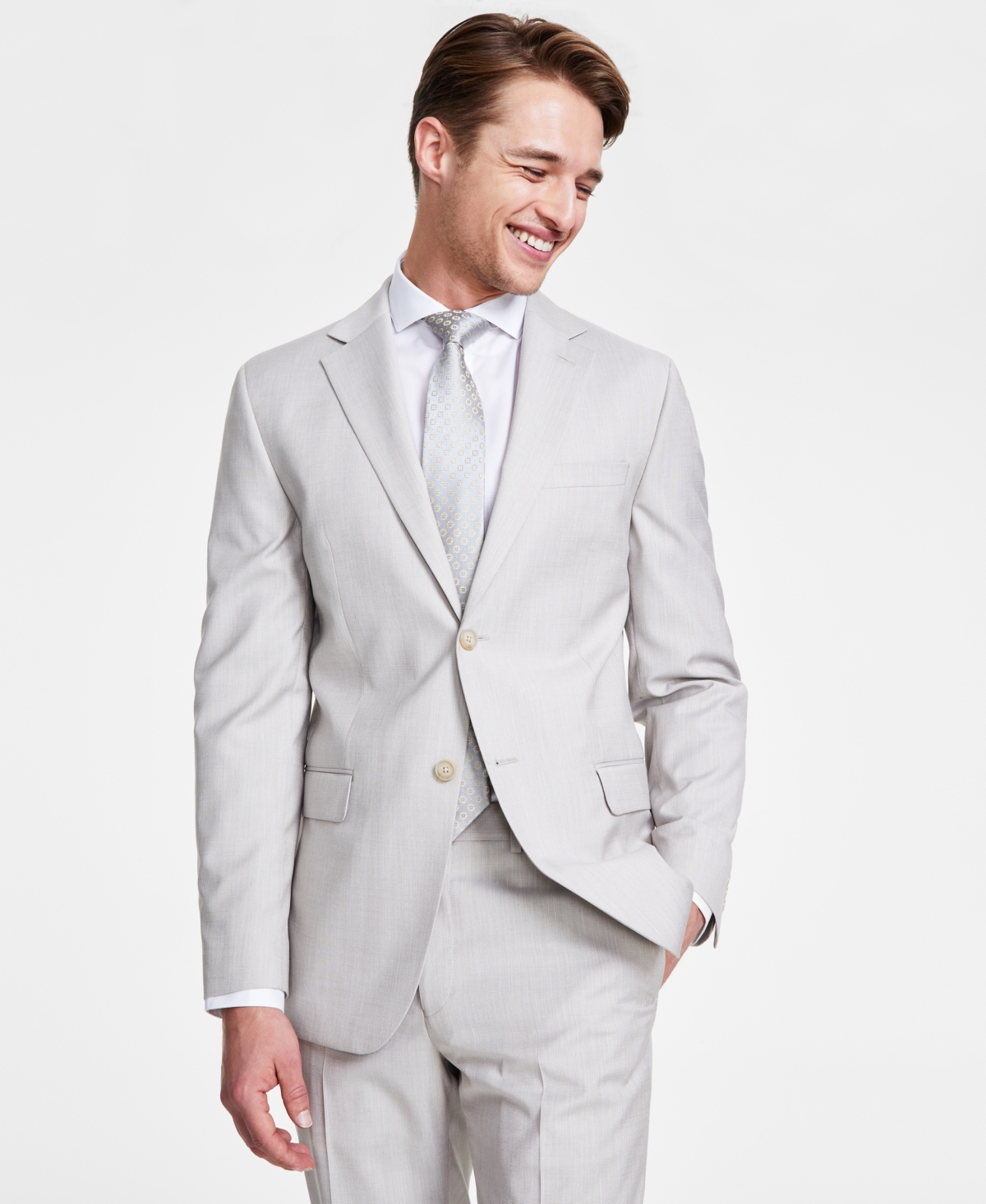 Men's Modern-Fit Natural Neat Suit Separate Jacket - Natural