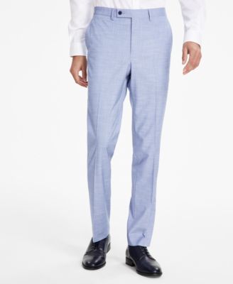 Men's Modern-Fit Bi-Stretch Light Blue Check Suit Separate Pants