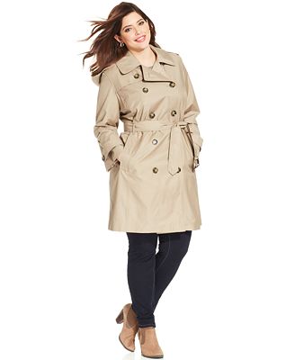 London Fog Plus Size Belted Double-Breasted Trench Coat - Coats - Women ...