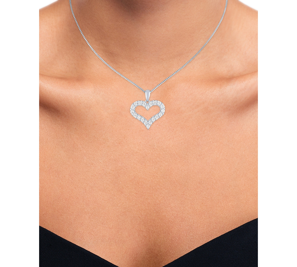 Shop Forever Grown Diamonds Lab Grown Diamond Heart Pendant Necklace (1/2 Ct. T.w.) In Sterling Silver, 16" + 2" Extender