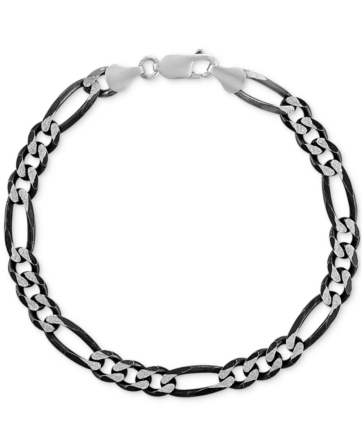 Figaro Link Chain Bracelet in Black Ruthenium-Plated Sterling Silver, Created for Macy's - Black