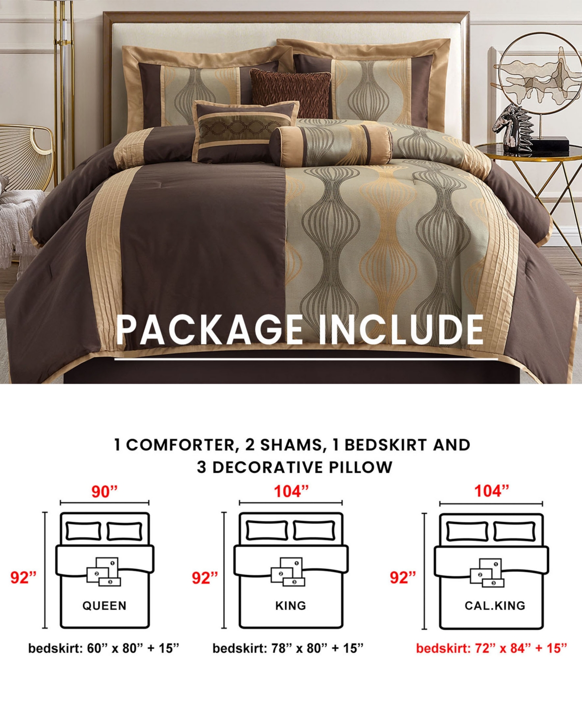 Stratford Park Kath 7-piece Comforter Set, Queen In Brown