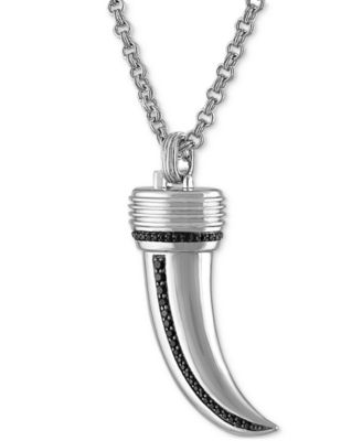 Black Spinel Horn 22" Pendant Necklace (3/8 ct. t.w.) in Sterling Silver, Created for Macy's