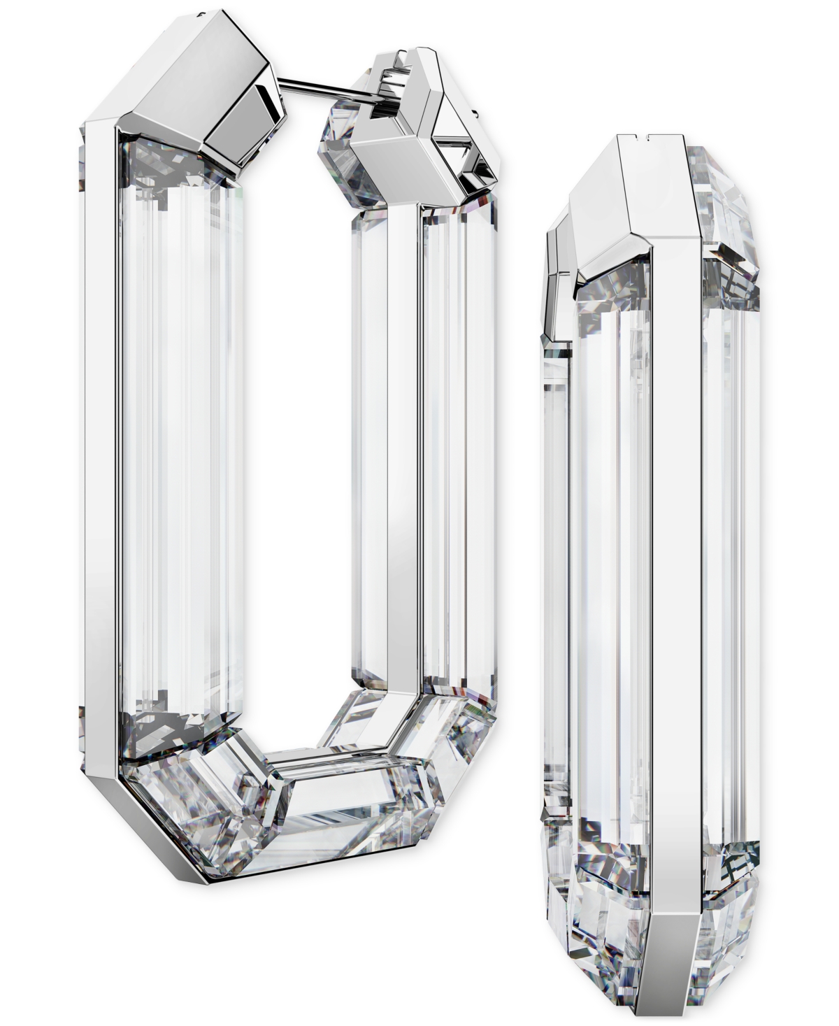 Shop Swarovski Lucent Silver-tone Crystal Hoop Earrings In Clear