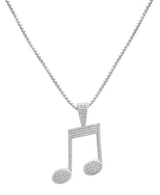 Macy's - Men's Diamond Pav&eacute; Music Note 22" Pendant Necklace (1/4 ct. t.w.) in Sterling Silver
