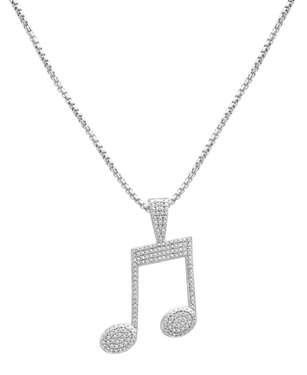 Macy's Men's Diamond Pave Music Note 22" Pendant Necklace (1/4 Ct. T.w.) In Sterling Silver
