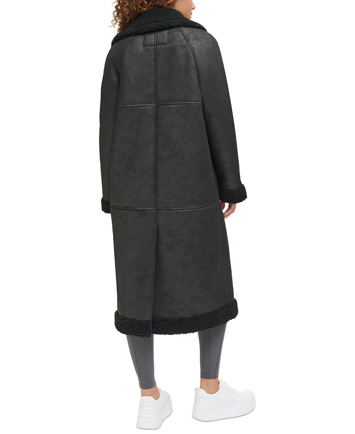 Velvet goose down shearling lined mid-length button up coat main image 1