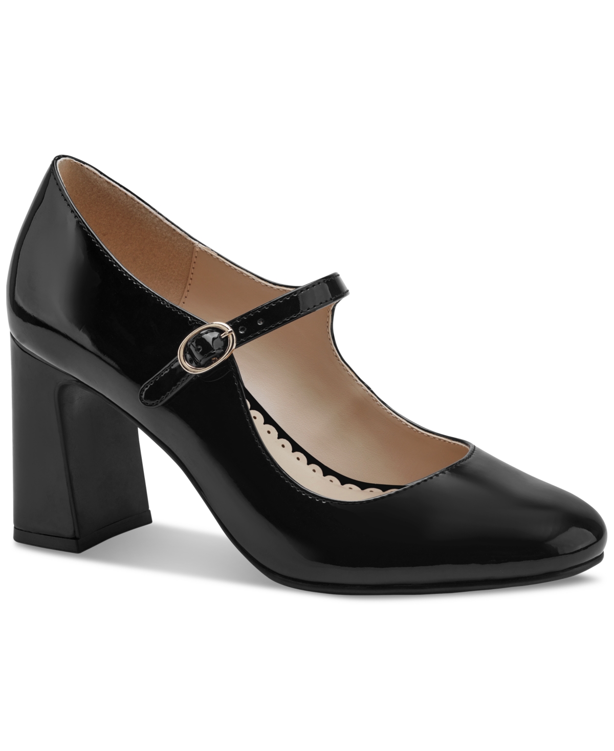 Charter Club Felicityy Ankle-strap Mary Jane Pumps, Created For Macy's In Black Patent