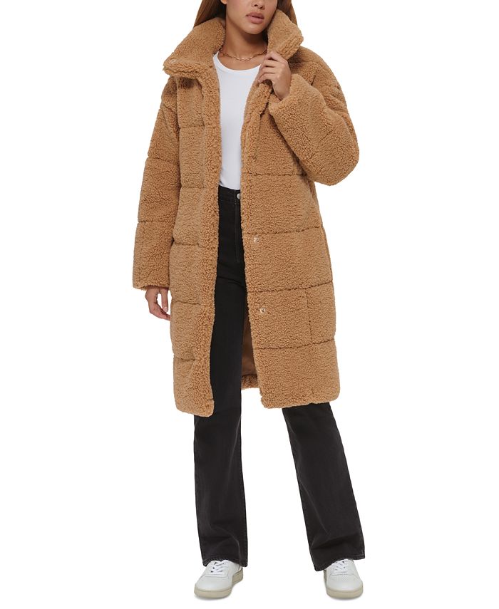 Levi's Women's Long Sherpa Snap-Closure Teddy Coat - Macy's