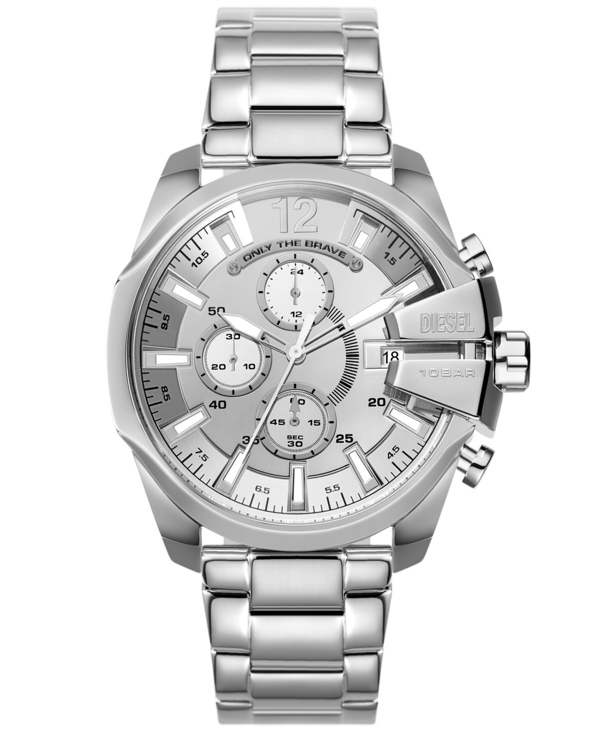 Shop Diesel Men's Baby Chief Chronograph Silver-tone Stainless Steel Watch 43mm