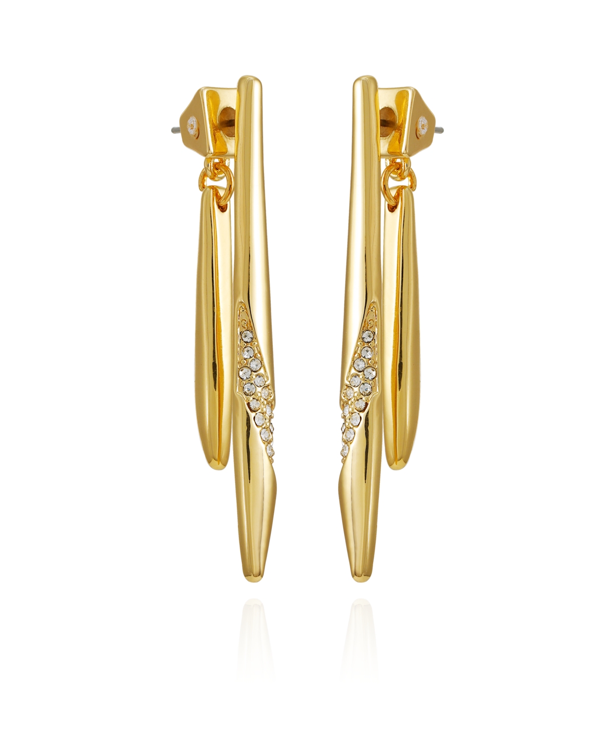 Gold-Tone Glass Stone Front And Back Dangle Drop Earrings - Gold