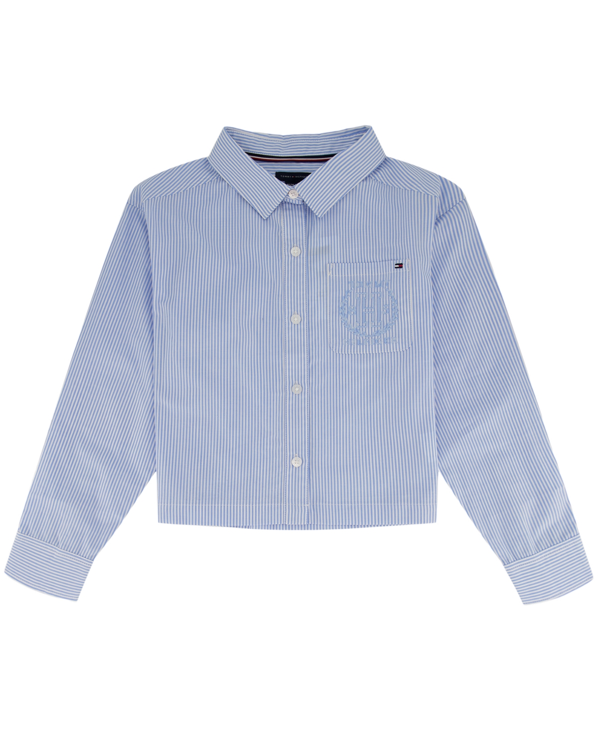 Tommy Hilfiger Big Girls Long Sleeve Ithaca Stripe Poplin Shirt