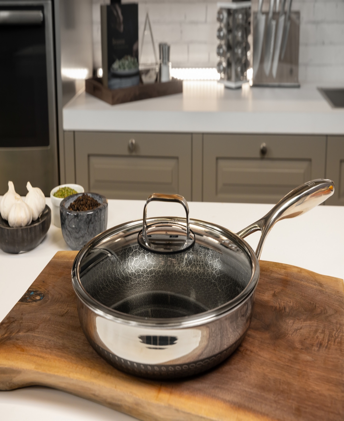 Livwell Diamondclad Stainless Steel Aluminum Core 8" Hybrid Pan In Silver,black